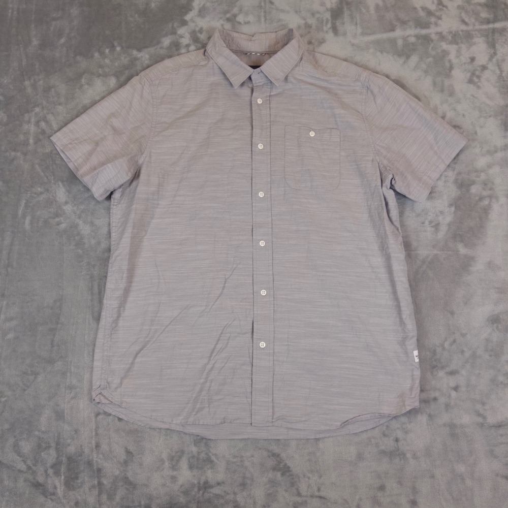 The North Face Button Up Shirt Mens XL Grey Striped Short Sleeve Cotton Casual